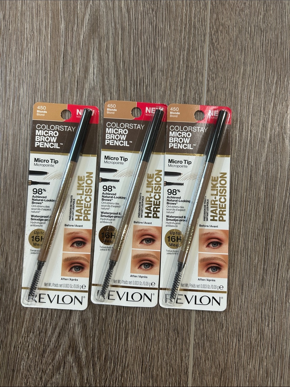 3X Revlon ColorStay Micro Brow Pencil Micro Tip #450 Blonde